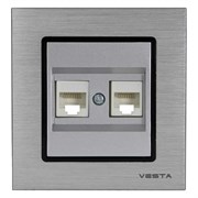 Двойная розетка для сетевого кабеля Vesta Electric Exclusive Silver Metallic