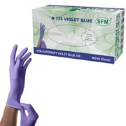 Перчатки нитриловые смотровые SFM Supersoft N135, Германия, 100 пар (200 штук), размер 6-7, S (малый), фиолетовые
