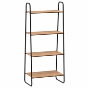 Стеллаж на металлокаркасе "Скандинавия-24", 650х385х1470 мм, 4 полки ЛДСП, черный/дуб, CТCП24 Ч