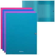 Папка на кнопке пластиковая ERICH KRAUSE Diagonal Vivid, с 3 клапанами, 500 мкм, A4, ассорти, 50408