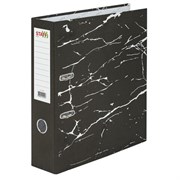 Папка-регистратор STAFF "Profit" с мраморным покрытием, 75 мм, черная, СЪЕМНЫЙ МЕХАНИЗМ, 272007