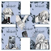 Тетрадь А5 48 л. ПЗБМ, скоба, клетка, Soft Touch, брайль, "Мобильная" (микс в спайке), 23379