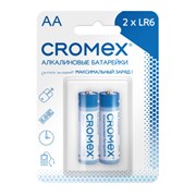 Батарейки алкалиновые "пальчиковые" КОМПЛЕКТ 2 шт., CROMEX Alkaline, АА (LR6, 15А), блистер, 457128