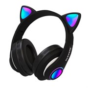 Наушники беспроводные игровые накладные, с ушками, светящиеся, черные DASWERK (ДАСВЕРК) STN-28, 513803