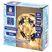 Электрогирлянда-нить уличная "Роса" IP44, 35 м, 1000 LED, теплый белый, 220V, контроллер, ЗОЛОТАЯ СКАЗКА, 591359