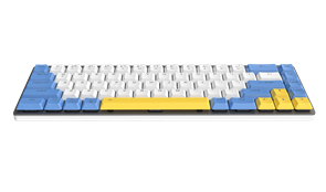 Клавиатура беспроводная Dareu EK868 White-Blue-Yellow (белый/синий/желтый), подключение: проводное+Bluetooth, свитчи: ультратонкие Kailh-Dareu Brown (tactile)