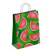 Крафт-пакет бумажный "Фрукты" 26х15х35 см, с кручеными ручками, плотность 100 г/м2, белый, 112252