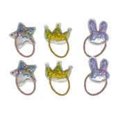 Резинки для волос НАБОР 6 шт., 0,3х14 см, с шармиками, разные цвета, MONTE VITA (МОНТЕ ВИТА), 457068