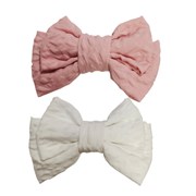 Заколки для волос НАБОР 2 шт., 10х6,5 см, зажим, с бантиком, розовый, белый, MONTE VITA (МОНТЕ ВИТА), 457110