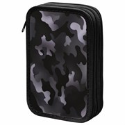 Пенал ПИФАГОР, 3 отделения, ламинированный картон, 19х11 см, "Black camo", 273489