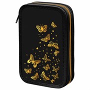 Пенал ЮНЛАНДИЯ, 2 отделения, ламинированный картон, конгрев, 19х11 см, "Golden", 273495