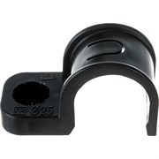 Односторонняя пластиковая крепеж-скоба для прямого монтажа Промрукав черная, в п/э, д 25