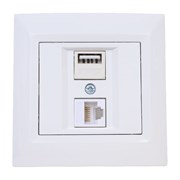 Розетка для USB + сетевого кабеля LAN Metronex Roma