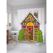 Шторка-занавеска для ванной JoyArty Пряничный дом