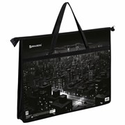 Папка для рисунков и чертежей с ручками BRAUBERG А3, пластик, молния сверху, "Night city", 273410
