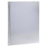 Блокнот А5 167х216 мм, 80 л., твёрдый, бумвинил "METALLIC", клетка, блок 5 цв., HATBER, серебро, 084777, 80ББ5В1