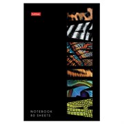 Блокнот А5 80 л., на скобе, картон, клетка, глянцевая ламинация, HATBER, "Animals print", 086090, 80Б5лВ1_31343