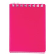 Блокнот МАЛЫЙ ФОРМАТ А7, 80 л., гребень, обложка пластик, клетка, HATBER, "LINE NEON", розовый, 081520, 80Б7В1гр_03033