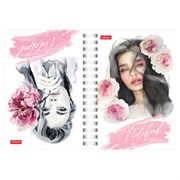 Блокнот МАЛЫЙ ФОРМАТ А6, 80 л., гребень, твердый картон, клетка 2 цв., HATBER, "Чарующая нежность", 082843, 80ЗКтд6В1гр_30