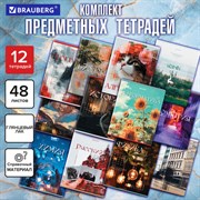 Тетради предметные, КОМПЛЕКТ 12 ПРЕДМЕТОВ, 48 л., глянцевый УФ-лак, BRAUBERG "ILLUSION", 405171