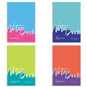 Тетрадь А4 80 л., HATBER, гребень, клетка, обложка картон, жесткая подложка, "Underline" (микс), 077006, 80Т4В1гр