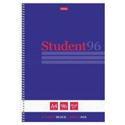 Тетрадь А4 96 л., HATBER, спираль, клетка, матовая ламинация, тиснение, "Студенту_Синяя", 081327, 96Т4лтВ1сп29868
