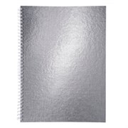 Тетрадь бумвинил А4 96 л., гребень, офсет №1, клетка, "СЕРЕБРО Metallic", HATBER, 077198, 96Т4бвВ1гр