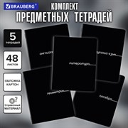 Тетради предметные, КОМПЛЕКТ 5 ПРЕДМЕТОВ, 48 л., обложка картон, BRAUBERG "BLACK", 405184