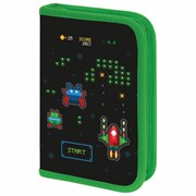 Пенал BRAUBERG с наполнением, 1 отделение, 1 откидная планка, 24 предмета, 21х14 см, "Space strike", 273534