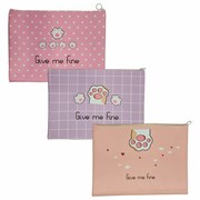 Папка для тетрадей ПИФАГОР А4, 1 отделение, ПВХ, на молнии, ассорти, "Pawesome", 32x23 см, 273829