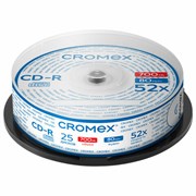 Диск CD-R CROMEX (КРОМЕКС), 700 Mb, 52x, Cake Box (упаковка на шпиле), КОМПЛЕКТ 25 шт., 513776