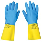 Перчатки латексно-неопреновые SCAFFA "Спектр", КЩС-1, хлопчатобумажное напыление, размер 9, L (большой), 00-01017727