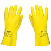 Перчатки латексные SCAFFA "Луч", КЩС-2, хлопчатобумажное напыление, размер 8, M (средний), желтые, 00-01017717