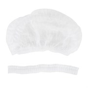 Шапочка "Шарлотта" белая двойная резинка, КОМПЛЕКТ 100 шт., спанбонд 10 г/м2, ОПТИТРЕЙД