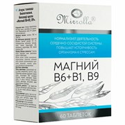 Магний B6+B1, B9, для улучшения состояния нервной системы, таблетки 60 шт., БАД, МИРРОЛЛА, ЦБ-00017764