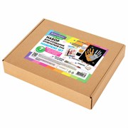 Набор отпечатки рук: холст 18х24 см, перламутр 3 цвета, кисть + сертификат и подставка В ПОДАРОК! BRAUBERG HOBBY, 192528