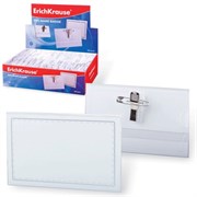 Бейдж горизонтальный ERICH KRAUSE (90х57 мм), с металлической клипсой и булавкой, 7078