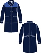 Халат женский Лигор (тк.Смесовая,210), т.синий/васильковый