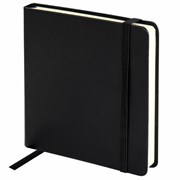 Скетчбук, слоновая кость+белая 140 г/м2, 120х120 мм, 80 л., КОЖЗАМ, резинка, BRAUBERG ART CLASSIC, черный, 116872