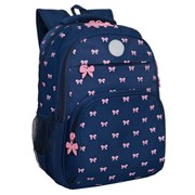 Рюкзак GRIZZLY школьный, анатомическая спинка, 2 отделения, для девочек, "PINK BOWS", 39х30х20 см, RG-568-2/3