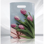 Пакет с вырубной ручкой ПВД, 40х31 см, "Тюльпаны", 60 мкм, н00212987