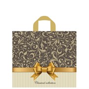 Пакет с петлевой ручкой ПВД, 34х40 см, "Бежевый узор", 70 мкм, н00128915