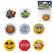 Значок СВЕТООТРАЖАЮЩИЙ пластиковый, с рисунком, 50 мм, АССОРТИ