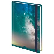 Ежедневник датированный 2026 с резинкой 145х203 мм, А5, BRAUBERG твердый, фольга, "Млечный путь", 117345