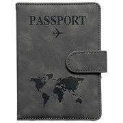 Обложка для паспорта и документов с защитой от считывания, 9 карманов, магнит, экокожа, серо-голубая, BRAUBERG, 238756