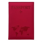 Обложка для паспорта "Passport map", экокожа soft-touch, малиновая, STAFF, 238761