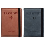 Обложка для паспорта и документов с защитой НАБОР 2 шт., 9 карманов, резинка, экокожа, темно-голубая/розовая, BRAUBERG, 238764