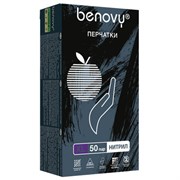 Перчатки нитриловые смотровые 50 пар (100 штук), размер 9-10, XL (очень большой), черные, BENOVY MultiColor, К