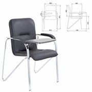 Кресло со столом BRABIX "Samba CF-108 BOX-2", хром каркас, кожзам черный, разобрано, 533218