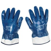Перчатки хлопковые SCAFFA NBR4530, маслобензостойкие, облив нитрил, крага, размер 10, XL (очень большой), синие, 00-00012461